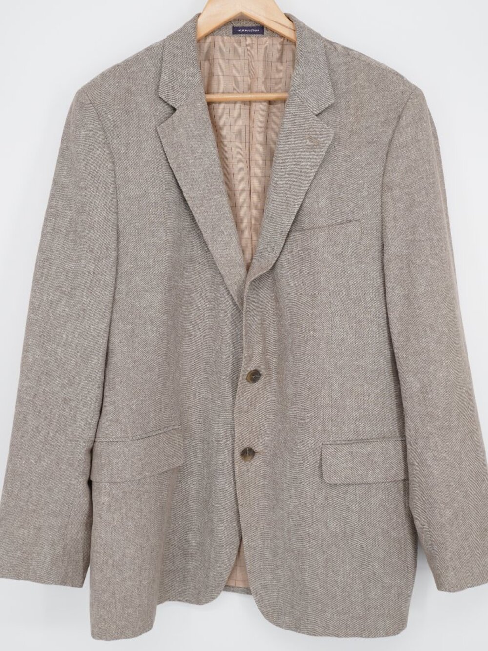 Stafford Linen Blend Sport Coat Mens 42R Beige Tan Blazer Classic Fit Summer